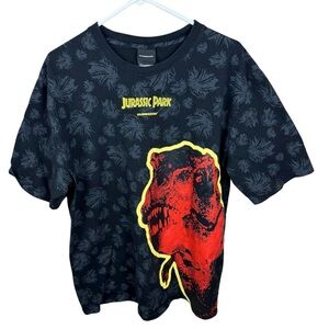 Jurassic Park Dumbgood XL Graphic T-Shirt Black Red T-Rex Allover Print